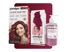 Paradyes No Bleach Cherry Coke Glossy Hair Tint, Ammonia-Free Formula for Natural Black Hair, Anti-Fade Wine Conditioner for Long-Lasting Shine, Enriched with Herbal Extracts, 6.6 True Red