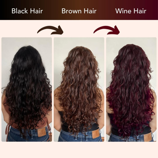 Paradyes No Bleach Hazel Wine Combo, Ammonia-Free Formula for Natural Black Hair, Ruby Wine Semi-Permanent Top-up Hair Color, Enriched with Herbal Extract