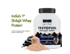 Kapiva Testofuel Shilajit Whey Protein | 25g Protein | 250mg Shilajit | 5.5g BCAA | Belgian Chocolate | Faster Absorption | Digezyme blend | WADA Compliant | 2 Kg