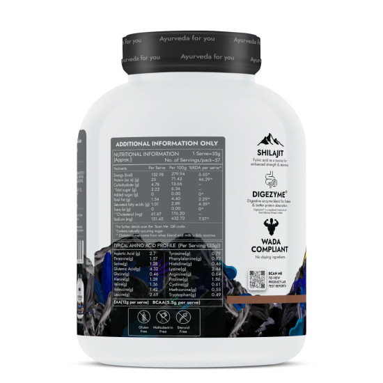 Kapiva Testofuel Shilajit Whey Protein | 25g Protein | 250mg Shilajit | 5.5g BCAA | Belgian Chocolate | Faster Absorption | Digezyme blend | WADA Compliant | 2 Kg