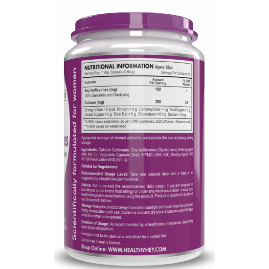 HealthyHey Nutrition Woman Plus Soy Isoflavones with Calcium - 60 Vegetable Capsules