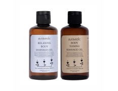 Auravedic Relaxing Body Massage Oil & Stretch Marks Muscle Toning Body Oil After Bath For Daily Use 200ml Pack Of 2 With Eucalyptus Mint Lavender