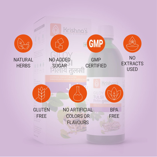 Krishna's Giloy Tulsi Juice, Enriched With Goodness of Giloy & Tulsi, No Artificial Colors or Flavours & Gluten Free - 1000 ml (Pack of 1) Krishna's Giloy Tulsi Juice, Enriched With Goodness of Giloy & Tulsi, No Artificial Colors or Flavours & Gluten Free - 1000 ml (Pack of 1)