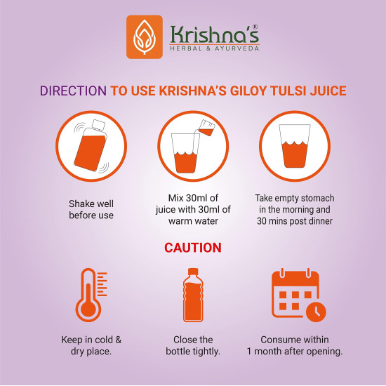 Krishna's Giloy Tulsi Juice, Enriched With Goodness of Giloy & Tulsi, No Artificial Colors or Flavours & Gluten Free - 1000 ml (Pack of 1) Krishna's Giloy Tulsi Juice, Enriched With Goodness of Giloy & Tulsi, No Artificial Colors or Flavours & Gluten Free - 1000 ml (Pack of 1)