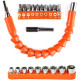 Spartan FET-02 Flexible Shaft Bit Set | Flexible Soft Shaft Extension Screwdriver 10 Screw bits & 9 Sockets Nut,1 Hex Key | Power Repair DIY Tools for Garage, Household Purpose (Pack of 1, Orange)