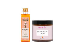 Auravedic Kumkumadi face oil Kumkumadi Tailam for glowing & Kumkumadi oil Ubtan Face pack powder organic kumkum powder Ubtan face wash Combo- 100 ml & 60 gm
