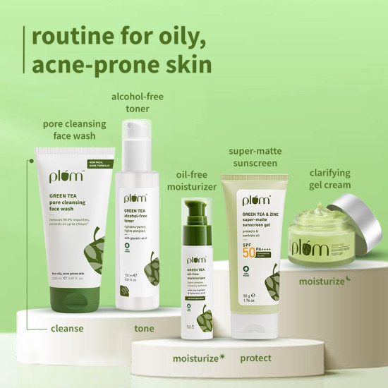 Plum Green Tea Pore Cleansing Face Wash for Oily, Acne Prone, Dry & Combination Skin | with Glycolic Acid | Fight Pimples & Control Excess Oil | Gentle Exfoliating & Non-Drying | Women & Men | 150ml