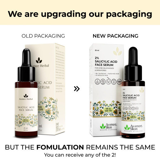 Avimee Herbal 2% Salicylic Acid Face Serum For Acne, Blackheads & Open Pores | Reduces Excess Oil & Bumpy Texture | For Acne Prone or Oily Skin | 25 mL