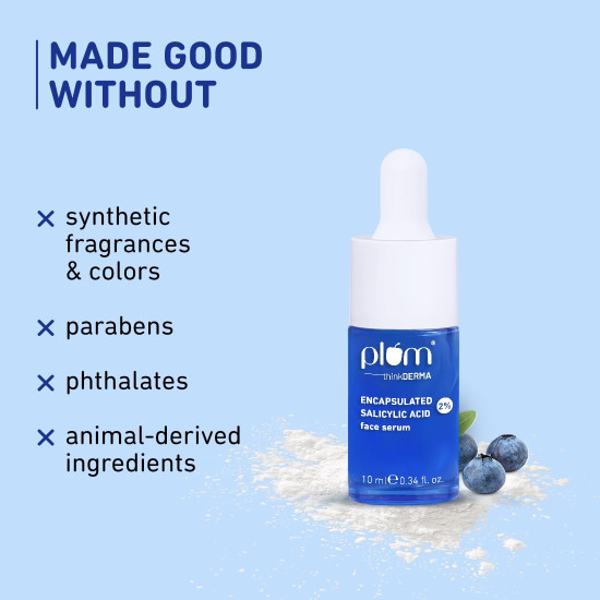 Plum 2% Encapsulated Salicylic Acid Face Serum | Fights Active Acne, Controls Oil & Soothes Inflammation | Lightweight & Quick-Absorbing Serum for Face | for All Skin Types | for Women & Men | 10ml