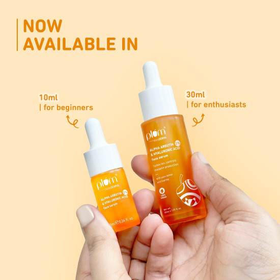 Plum 2% Alpha Arbutin & Hyaluronic Acid Face Serum | Fades Tan | Brightens Skin | Controls Melanin Production | with Yuzu Lemon & Licorice | Fragrance-Free | 100% Vegan | 10 ml