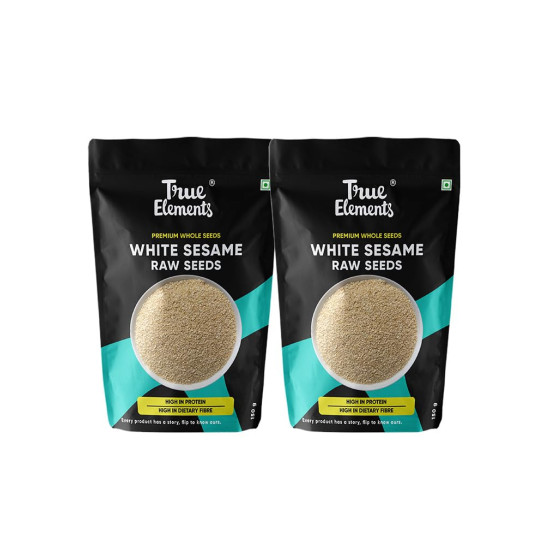 True Elements White Sesame Seeds 150gm (Pack of 2) - Til White Seeds | Indian Spice | Till Seeds for Eating | Rich in Nutrients