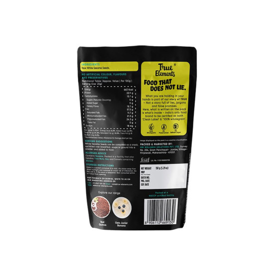 True Elements White Sesame Seeds 150gm (Pack of 2) - Til White Seeds | Indian Spice | Till Seeds for Eating | Rich in Nutrients