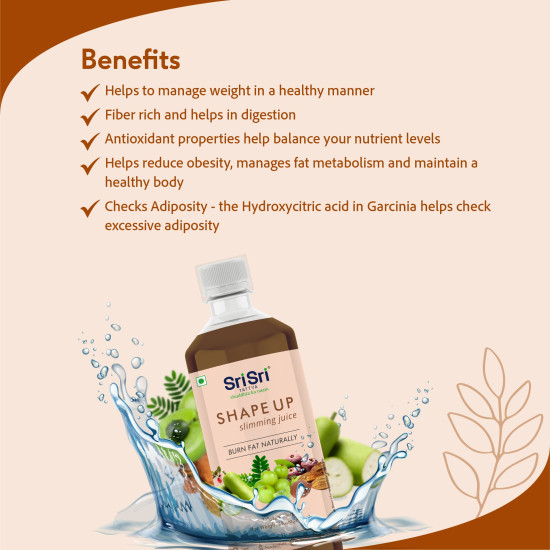 Sri Sri Tattva Shape Up Slimming Juice - Burn Fat Naturally | 7 Potent Herbs For Weight Management | 1L (Pack of 2)