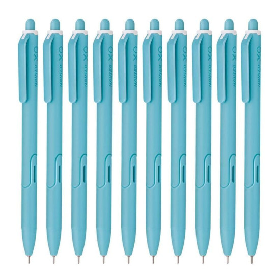 Hauser XO RT Retractable Ball Pen | Sleek Body & Minimalistic Design | Matt Finish & Solid Body Type | Low Viscosity Ink With Ultra Durable Tip | Blue Ink, Set Of 10