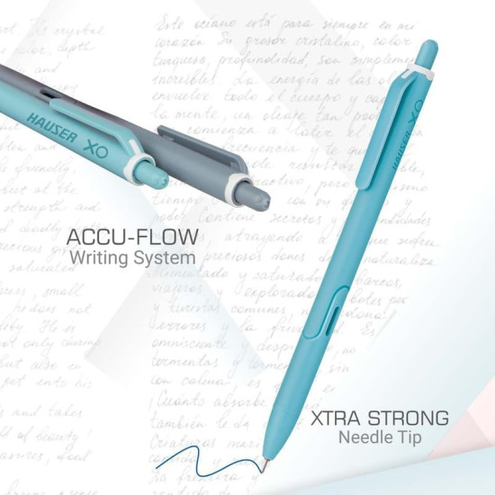 Hauser XO RT Retractable Ball Pen | Sleek Body & Minimalistic Design | Matt Finish & Solid Body Type | Low Viscosity Ink With Ultra Durable Tip | Blue Ink, Set Of 10
