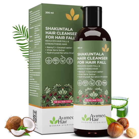 Avimee Herbal Shakuntala Hair Cleanser Shampoo For Hair Fall Control | With Keratin Protein & Nansyl | For Strong and Shiny Hair | Sulphate & Paraben Free For Men and Women | 200 mL