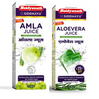 Baidyanath Asli Ayurved Amla Juice 1L Cold Press + Aloe Vera Juice 1L | Cold-Pressed, Vitamin C, Supports Immunity & Digestion, Combo For Glowing Skin, Hair Care, And Detox