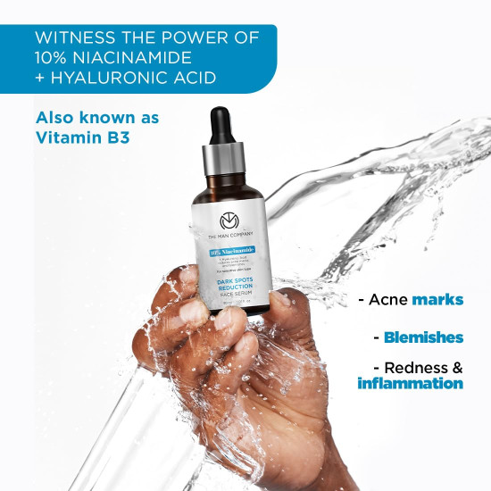 The Man Company 10% Niacinamide Face Serum with Hyaluronic Acid for Men – 30 ml | Reduces Dark Spots | For Blemish-Free Clear & Bright Skin | Fragrance - Free | For All Skin Type