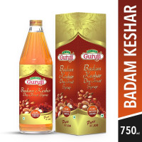 Jai Guruji Badam Kesar Dry Fruit Syrup Sharbat, Instant Refreshing Drink For Summer (Mix with milk Only) – 750 ML