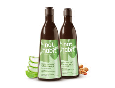Nat Habit Aloe Peanut Navdha Shampoo|Aloe Vera & Natural Protein Shampoo for Hair Softness & Moisture |Soy Fermented Herbal Daily Cleanser for Women & Men | Amla Reetha Shikakai for Dry Hair|Pack of 2 X 250ml
