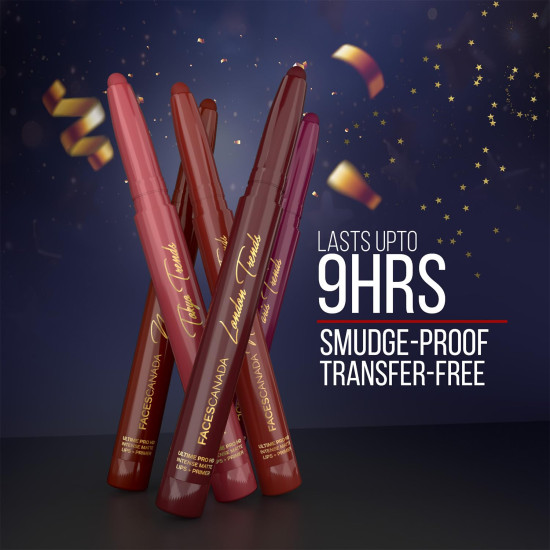 FACES CANADA Ultime Pro HD Intense Matte Lips + Primer - Vibe Check N06, 1.4g, Limited Edition | 9HR Long Stay | Primer Infused For Flawless HD Matte Finish | Intense Color | Lightweight