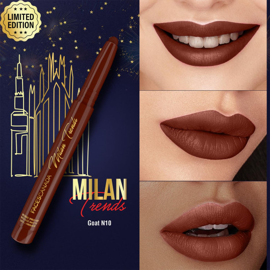 FACES CANADA Ultime Pro HD Intense Matte Lips + Primer - GOAT N10, 1.4g, Limited Edition | 9HR Long Stay | Primer Infused For Flawless HD Matte Finish | Intense Color | Lightweight