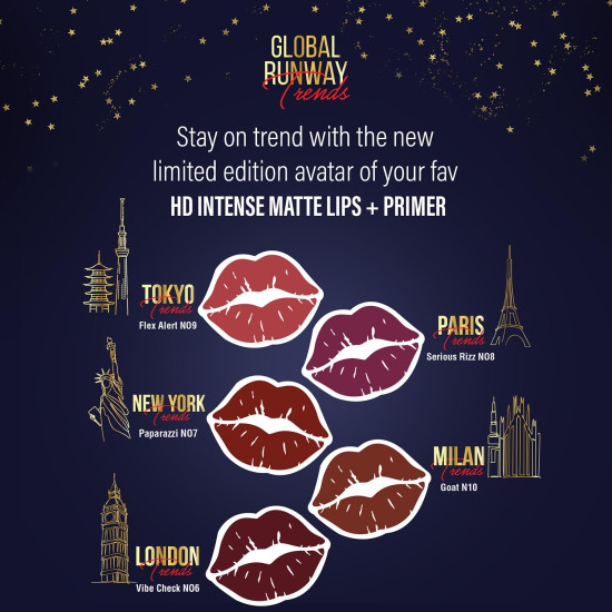 FACES CANADA Ultime Pro HD Intense Matte Lips + Primer - GOAT N10, 1.4g, Limited Edition | 9HR Long Stay | Primer Infused For Flawless HD Matte Finish | Intense Color | Lightweight