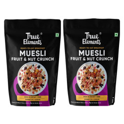 True Elements Fruit & Nut Crunch Muesli 700g - Buy 1 Get 1 FREE | Fruit and Nuts | Cereals for Breakfast | Rich in Fibre | Muesli with Oats and Nuts