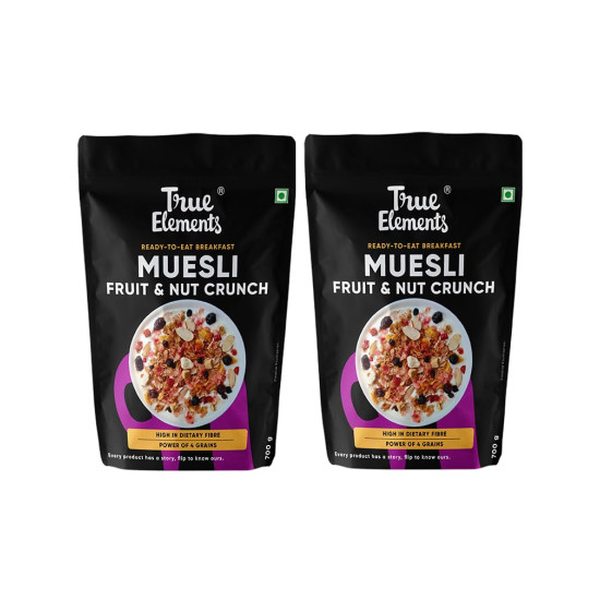 True Elements Fruit & Nut Crunch Muesli 700g - Buy 1 Get 1 FREE | Fruit and Nuts | Cereals for Breakfast | Rich in Fibre | Muesli with Oats and Nuts True Elements Fruit & Nut Crunch Muesli 700g - Buy 1 Get 1 FREE | Fruit and Nuts | Cereals for Breakfast | Rich in Fibre | Muesli with Oats and Nuts