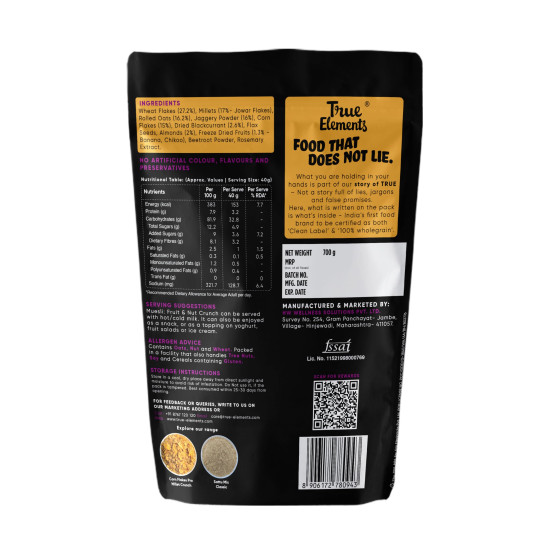 True Elements Fruit & Nut Crunch Muesli 700g - Buy 1 Get 1 FREE | Fruit and Nuts | Cereals for Breakfast | Rich in Fibre | Muesli with Oats and Nuts True Elements Fruit & Nut Crunch Muesli 700g - Buy 1 Get 1 FREE | Fruit and Nuts | Cereals for Breakfast | Rich in Fibre | Muesli with Oats and Nuts