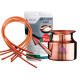 OREAYU ™ Copper Neti Yoga and Ayurveda Jala Neti Pot for Sinus with No. 4 Rubber Neti Sutra Nose Irrigation and Cleaning (5 Rubber neti sutra no 4, 200g neti salt and 250ml copper neti)