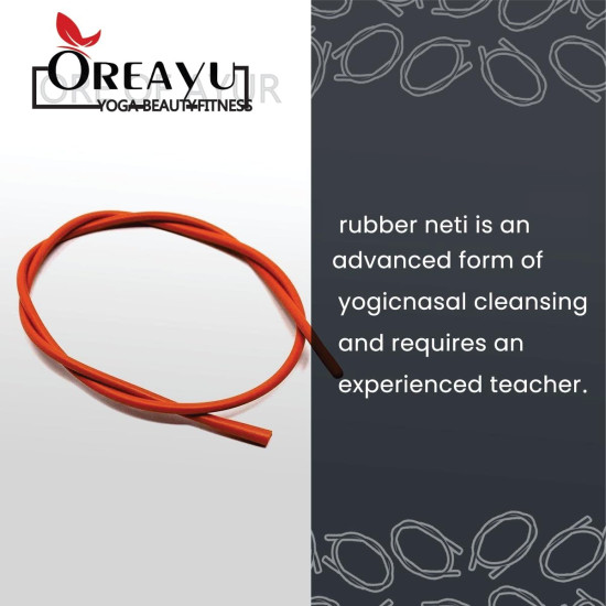 OREAYU ™ Copper Neti Yoga and Ayurveda Jala Neti Pot for Sinus with No. 4 Rubber Neti Sutra Nose Irrigation and Cleaning (5 Rubber neti sutra no 4, 200g neti salt and 250ml copper neti)
