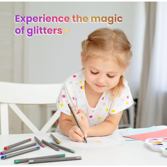 Pentonic Glitz 1.0 mm Multicolor Glitter Gel Pen | Multicolor Ink, Set Of 10 Pcs