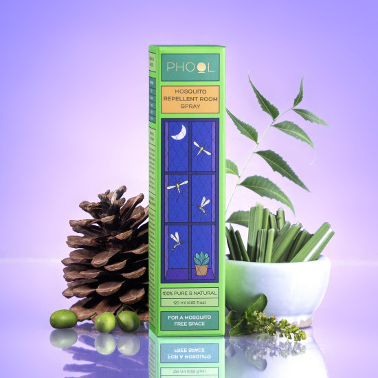 PHOOL LUXURY INCENSE Mosquito Repellent Room Spray I 120 ml|DEET-free|Babies & Mother safe|Protective Shield Against Mosquitos|Extended protection for upto 6+ hours|Scent of Rosemary & Lavender