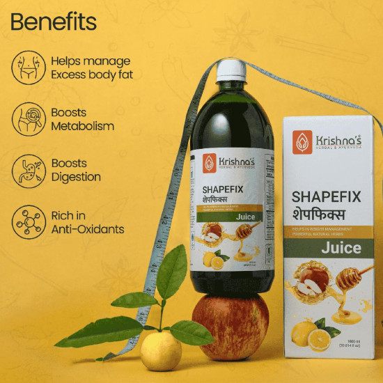 KRISHNA'S HERBAL & AYURVEDA Herbal Shapefix Juice With Natural Herbs, Helps In Weight Management, No Added Artificial Colors Or Flavours, Gluten Free - 1 Ltr (Pack Of 1) KRISHNA'S HERBAL & AYURVEDA Herbal Shapefix Juice With Natural Herbs, Helps In Weight Management, No Added Artificial Colors Or Flavours, Gluten Free - 1 Ltr (Pack Of 1)
