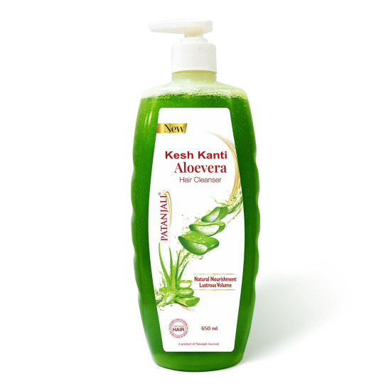 Patanjali Kesh Kanti Aloevera Hair Cleanser 650 Ml, Natural Nourishing Shampoo For Thick & Strong Hair, Scalp Cleansers for Men and Women, All Hair Types