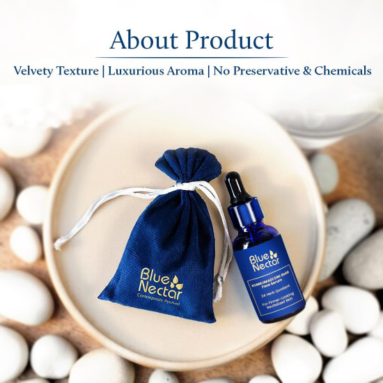 Blue Nectar 24k Gold Serum for Glowing Skin | Natural Kumkumadi Oil Serum for Face Infused with 24K Gold | Ayurvedic Face Serum for Skin Brightening and Skin Firming (24 Herbs, 10ml)