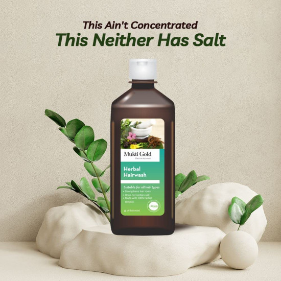 Mukti Gold Herbal Hairwash - 400mL | Shampoo for Hairfall and Hair Growth | For all Hair Types | Blend of 15 Natural Herbs | Sulphate and Paraben Free (400ml (Pack of 2))