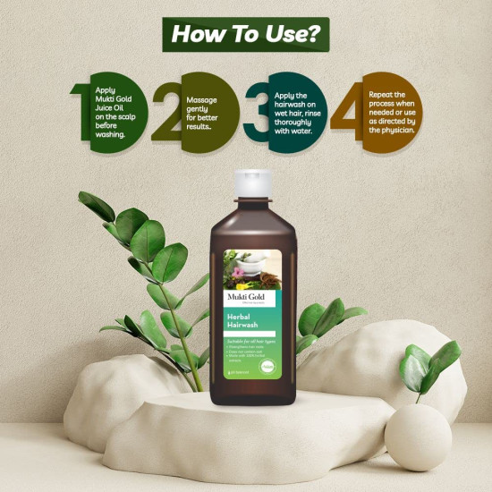 Mukti Gold Herbal Hairwash - 400mL | Shampoo for Hairfall and Hair Growth | For all Hair Types | Blend of 15 Natural Herbs | Sulphate and Paraben Free (400ml (Pack of 2))