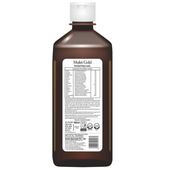Mukti Gold Herbal Hairwash - 400mL | Shampoo for Hairfall and Hair Growth | For all Hair Types | Blend of 15 Natural Herbs | Sulphate and Paraben Free (400ml (Pack of 2))
