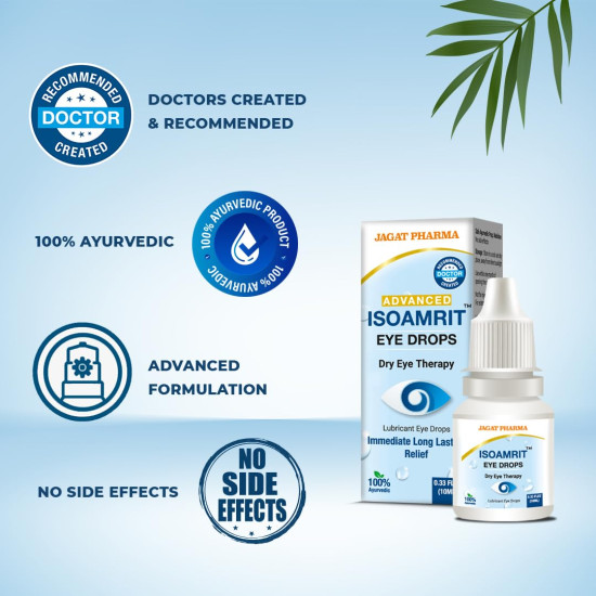 Jagat Pharma Isotine ISO Amrit Ayurvedic Eye Drops for Tired & Dry Eyes 10 Ml |100% Ayurvedic Formula for Digital Eye Strain | For Dryness, Redness, Itching, Daily Use | AYUSH Certified (Pack of 1) Jagat Pharma Isotine ISO Amrit Ayurvedic Eye Drops for Tired & Dry Eyes 10 Ml |100% Ayurvedic Formula for Digital Eye Strain | For Dryness, Redness, Itching, Daily Use | AYUSH Certified (Pack of 1)