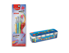 MAPED Painting Kit -12 Shades of Poster Colour with 4 Plastic handle Brushes-Flat|Soft & Smooth textured Poster colours|Vibrant & Rich shades makes painting realistic|Soft Movement Bristles|Non-Toxic