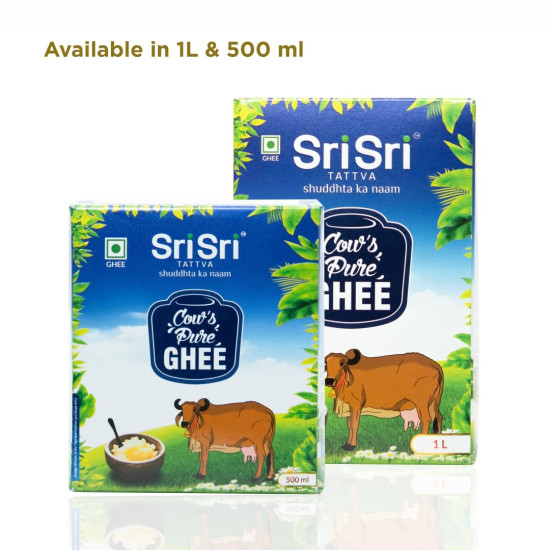 Sri Sri Tattva Cow’s Pure Ghee 1 Litre | Pure and Natural | Rich Texture and Aroma | Lab Tested | Rich in Good Fats and Antioxidants I Pack of 3