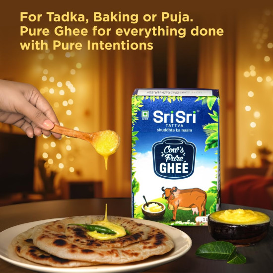 Sri Sri Tattva Cow’s Pure Ghee 1 Litre | Pure and Natural | Rich Texture and Aroma | Lab Tested | Rich in Good Fats and Antioxidants I Pack of 3