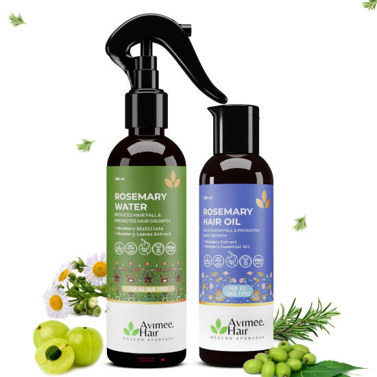 Avimee Herbal Super Saver Combo for Hair Growth & Hair Fall | Rosemary Water (200mL) | Rosemary Oil (100mL)