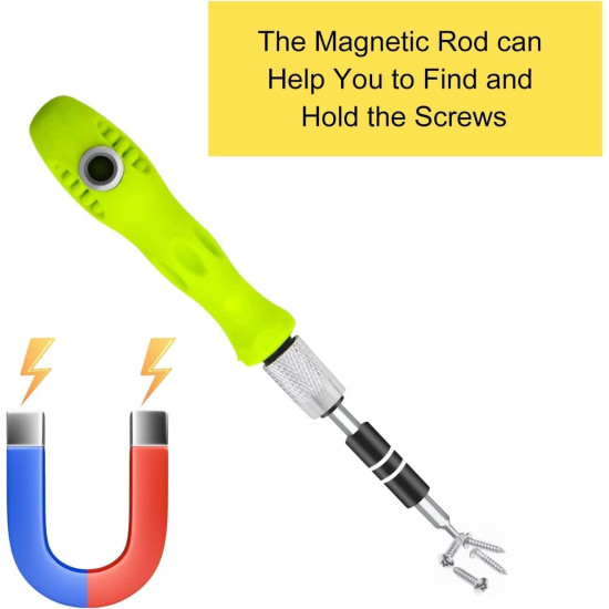 ROKTRY 32 in 1 Mini Screwdriver Tool Set Kit with Magnetic Flexible Extension Rod, Precision Bits screw driver, computer, mobile repairing tool kit, watch repairing, laptop screwdriver set, Multicolor