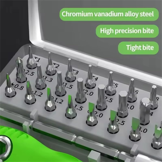 ROKTRY 32 in 1 Mini Screwdriver Tool Set Kit with Magnetic Flexible Extension Rod, Precision Bits screw driver, computer, mobile repairing tool kit, watch repairing, laptop screwdriver set, Multicolor