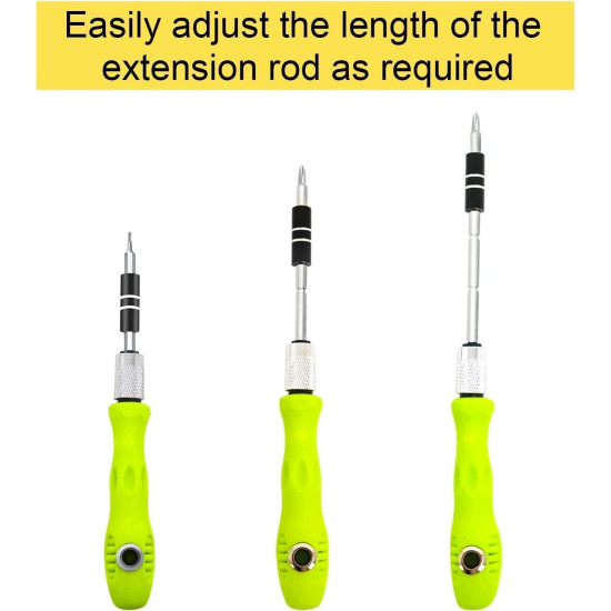 ROKTRY 32 in 1 Mini Screwdriver Tool Set Kit with Magnetic Flexible Extension Rod, Precision Bits screw driver, computer, mobile repairing tool kit, watch repairing, laptop screwdriver set, Multicolor
