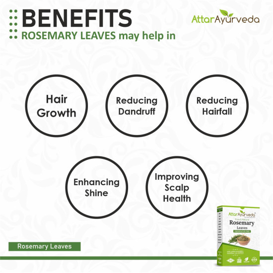 Attar Ayurveda Rosemary leaves for Hair growth 100 grams | 100% Natural, Preservative free | Dried rosemary leaves | Suitable for Rosemary water and Rosemary oil prepration