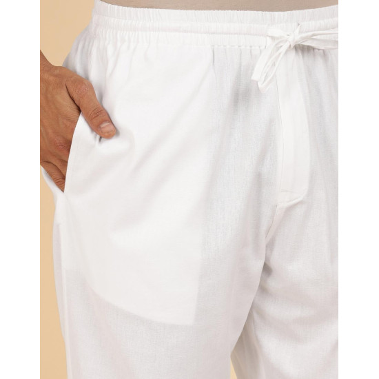 Fabindia Men White Long Sleeves Mandarin Collar Pure Cotton Kurta Set Fabindia Men White Long Sleeves Mandarin Collar Pure Cotton Kurta Set